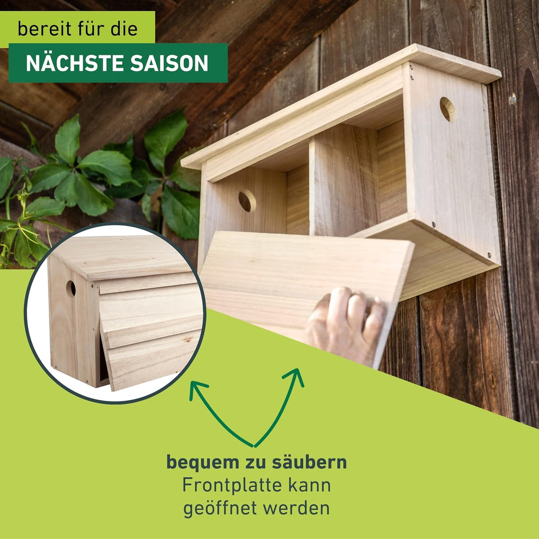 Windhager Nistkasten Twinhouse Sparrow, Vogel Nistkasten mit Zwei getrennten Kammern, Vogelnistkaste