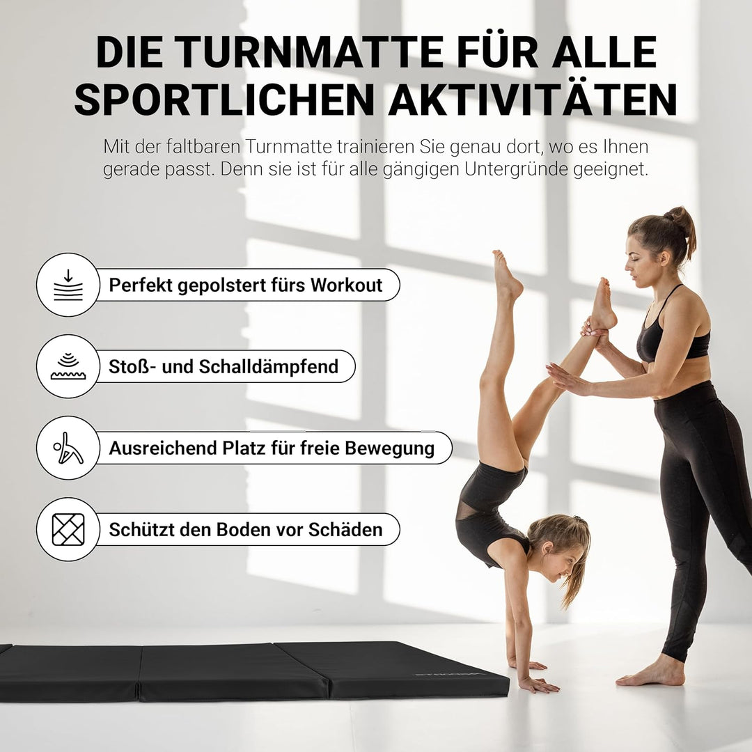 MSPORTS Turnmatte Premium klappbare Weichbodenmatte 190 x 80 x 5 cm Gymnastikmatte faltbare Sportmat