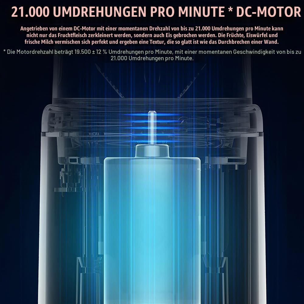 Tragbarer Mixer, 400ml Mixer Smoothie Maker to Go mit Digitalanzeige, Portabler Elektrischer Saftpre