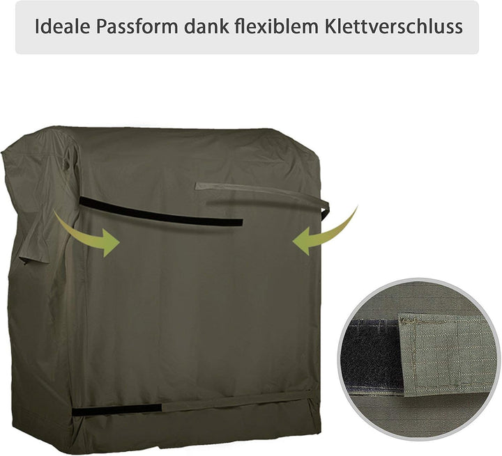 Strandkorb Hanse Schutzhülle Winterfest aus 600 D Oxford Gewebe mit extra flexiblem Klettverschluss,