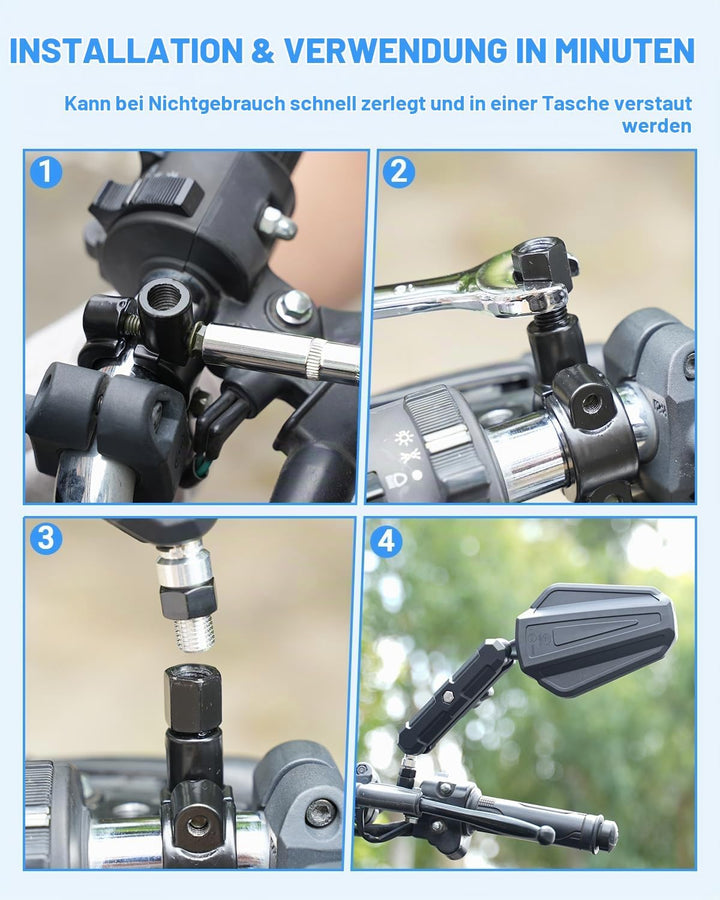 SUPAREE Universal Motorrad Rückspiegel Motorrad Spiegel Klappbar Offroad motorrad Spiegel e-Geprüft