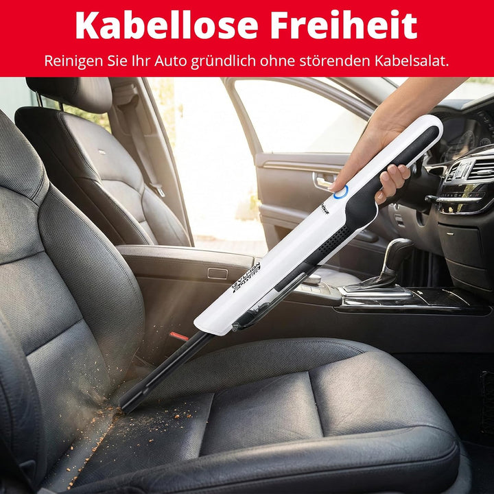 Trisa Akku Handstaubsauger Quick Clean – 12V Kabellos fürs Auto & Zuhause, 30 Min Laufzeit, 75W & HE