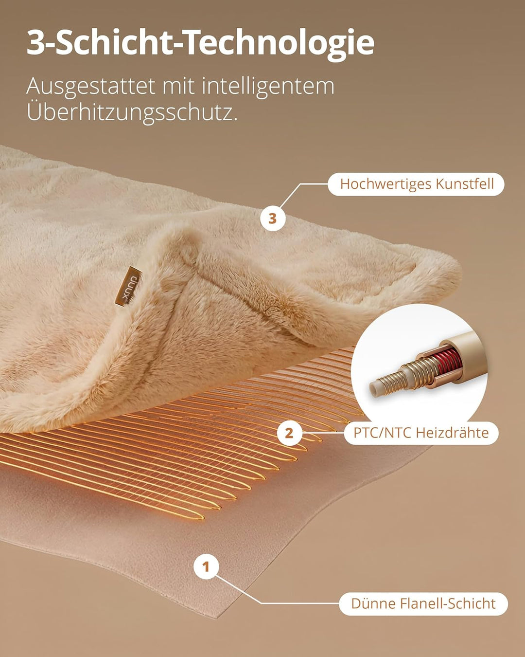 Duux Yentl Bubble Elektrische Wärmedecke – 200x200 cm – Extra Weich – 9 Heizstufen & Timer – Waschba