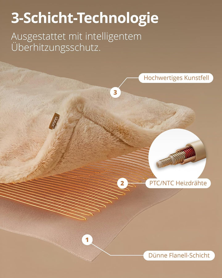 Duux Yentl Bubble Elektrische Wärmedecke – 200x200 cm – Extra Weich – 9 Heizstufen & Timer – Waschba