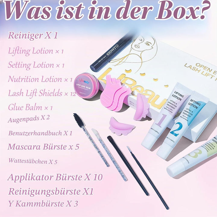 Libeauty Wimpernlifting Set, Lash Lifting Set und Lash Lift Kit mit Open-Eye Wimpernlifting Pads, Au