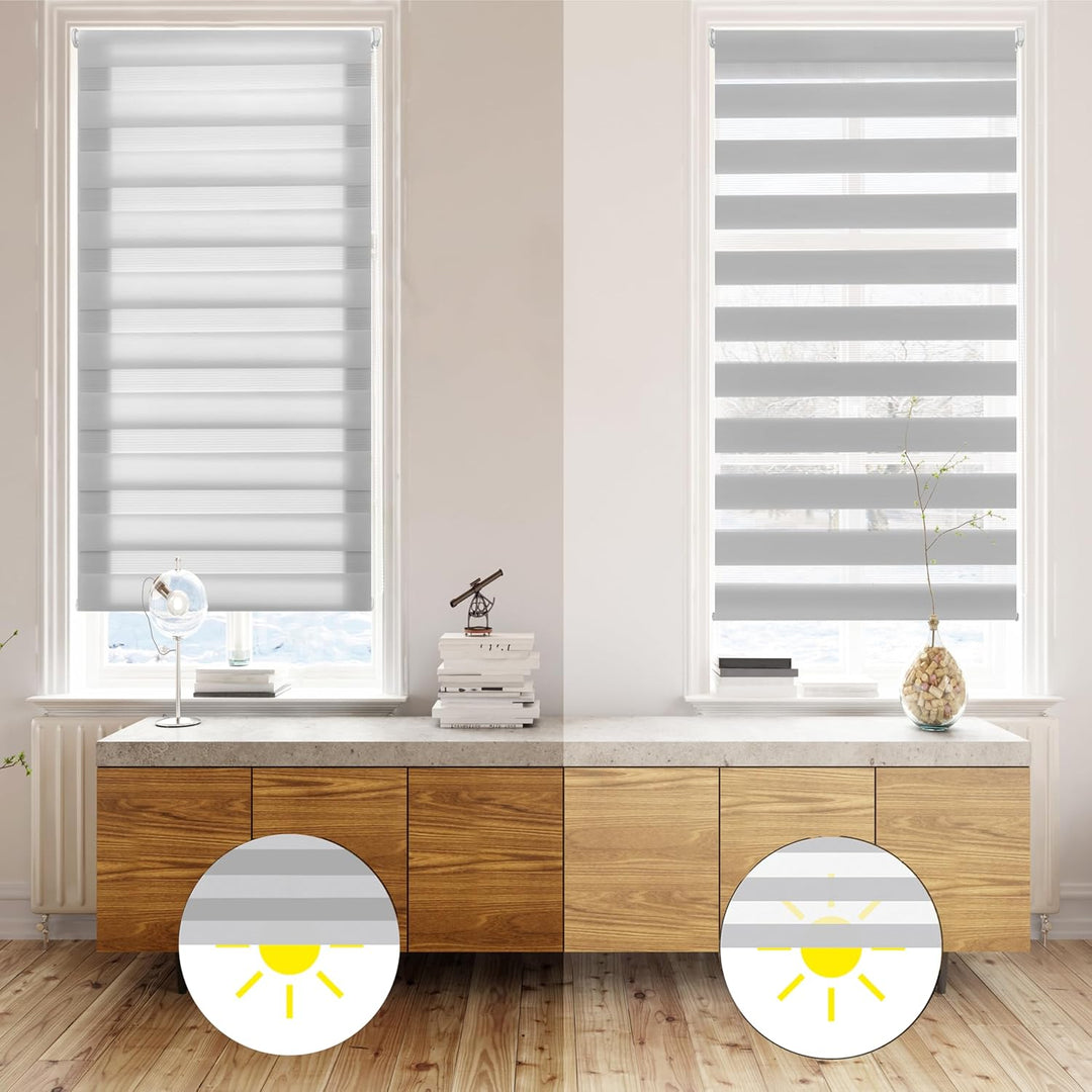 Blindecor - Indus doppelrollo klemmfix ohne bohren - duo rollo klemmfix Silbergrau - 105 x 220 cm (B