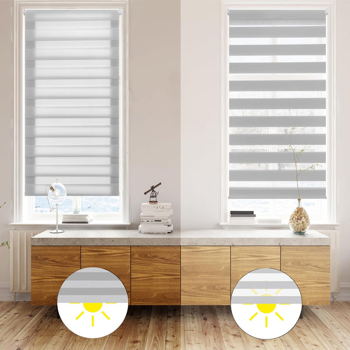 Blindecor - Indus doppelrollo klemmfix ohne bohren - duo rollo klemmfix Silbergrau - 50 x 220 cm (Br