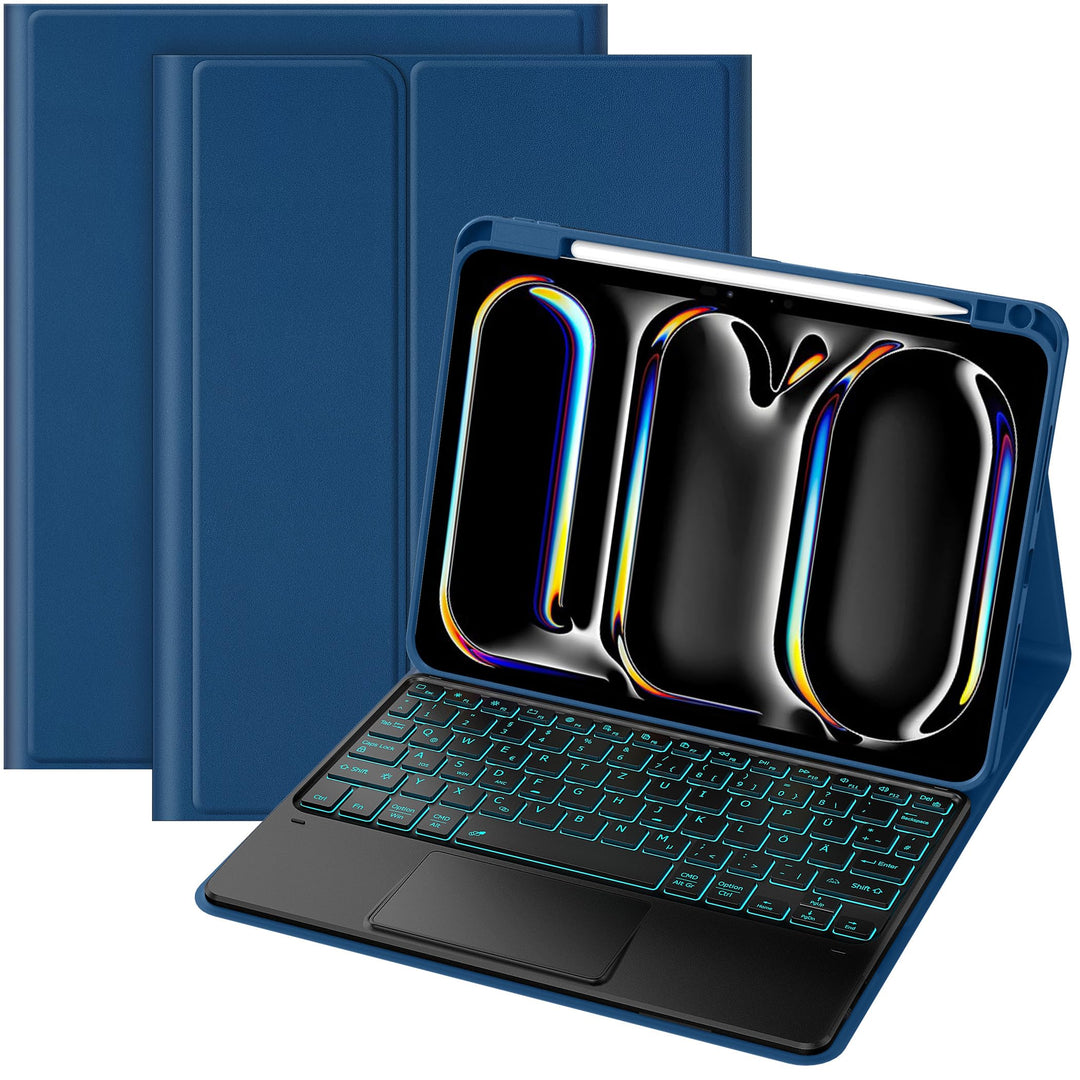CACOE Hülle Tastatur Kompatibel mit iPad Pro 11 M5/M4 2025/2024 Hülle mit Touchpad, 7-Farbige Beleuc