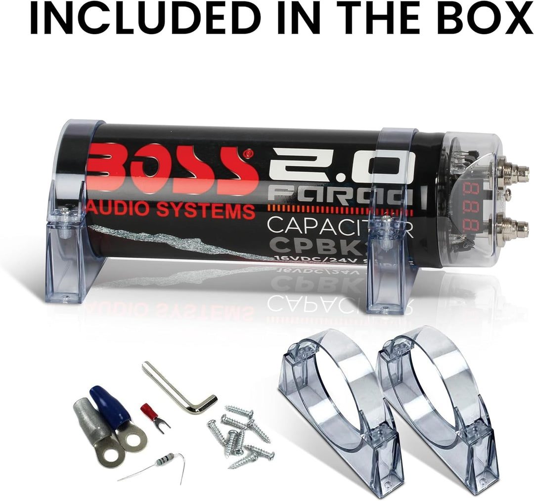 BOSS AUDIO CPBK2 2 Farad Kondensator Standardverpackung, Standardverpackung