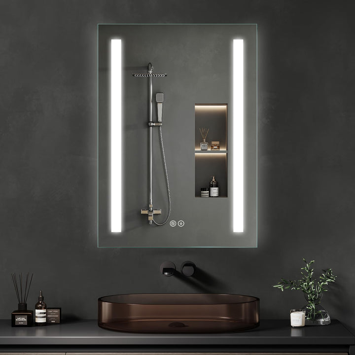 Badspiegel mit Beleuchtung 50x70cm : LED-Badezimmerspiegel Badezimmer-Spiegel mit Beschlagfrei,Touch