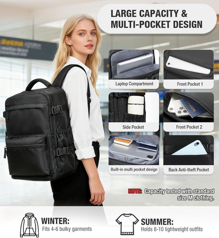 BOXSAM Vakuum Rucksack Handgepäck Flugzeug Tasche Airbag mit Vakuumsystem Reisen Tagesrucksack Ryana