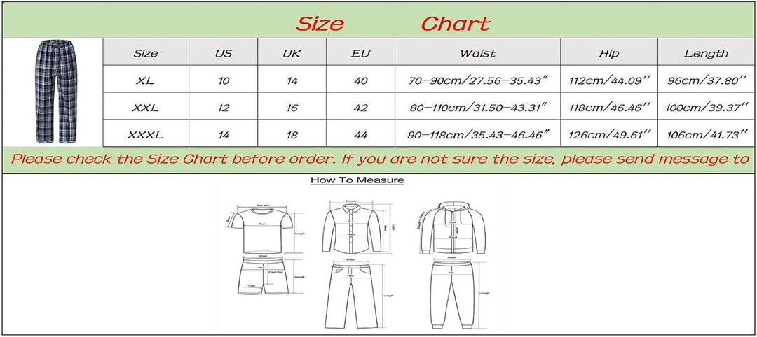 Herren Fleece Pyjamahose Relaxed Fit LoungeHose Herren Schlafanzughose Lang Baumwolle Karierte Schla
