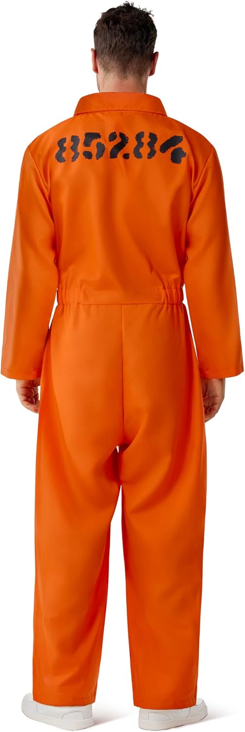 Spooktacular Creations Orange Overall, Herren-Gefangenenkostüm für Halloween-Kostüm für Erwachsene,