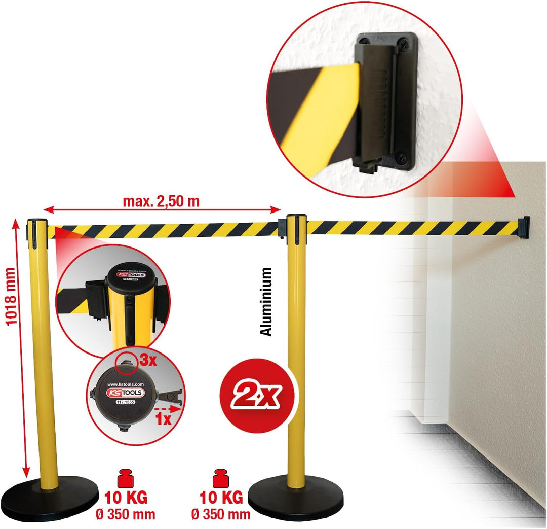 KS Tools 117.1555 Sperrgurtpfosten, Gurt schwarz-gelb