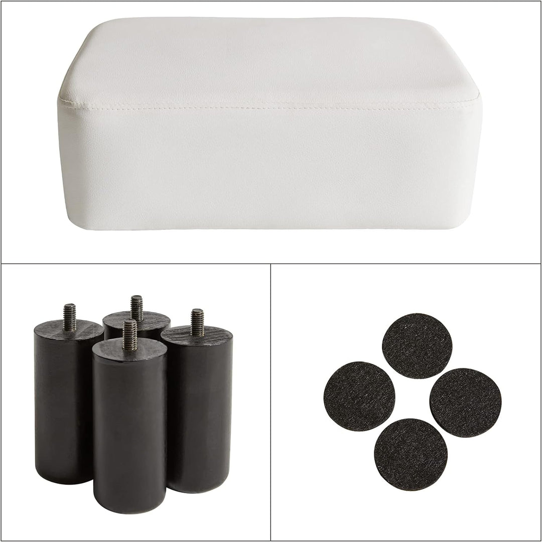 YMYNY Rechteckiger Fusshocker Sitzbank, 42 x 29 x 23 cm, Gepolsterter Hocker aus PU-Leder, mit Holzb