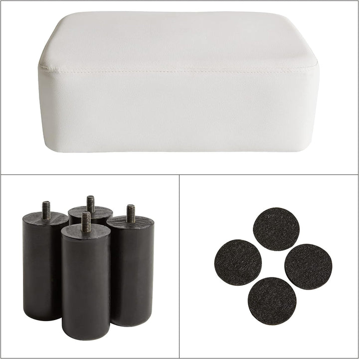 YMYNY Rechteckiger Fusshocker Sitzbank, 42 x 29 x 23 cm, Gepolsterter Hocker aus PU-Leder, mit Holzb