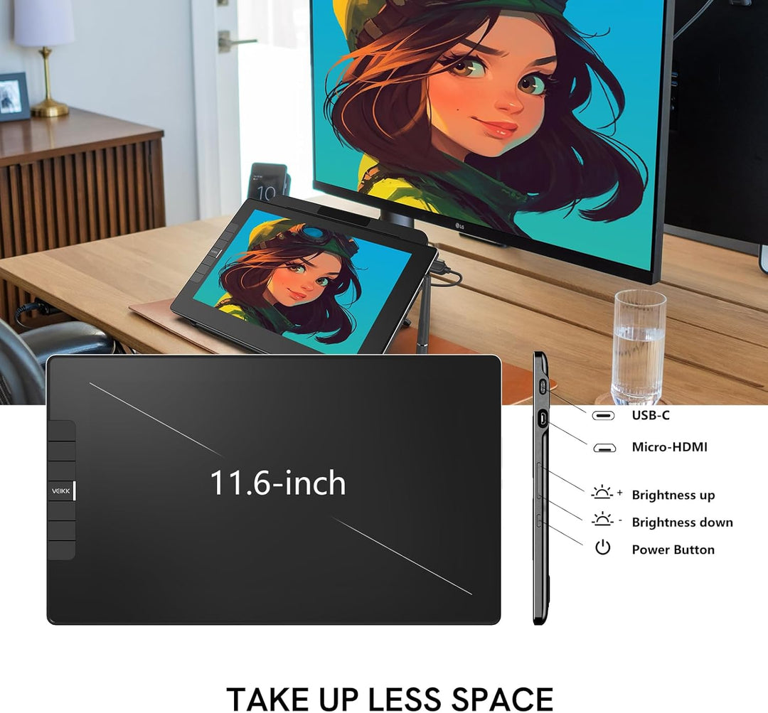 Grafiktablett mit Display • VEIKK VK1200V3 11,6 Zoll Zeichentablett mit Display mit IPS Full HD Scre