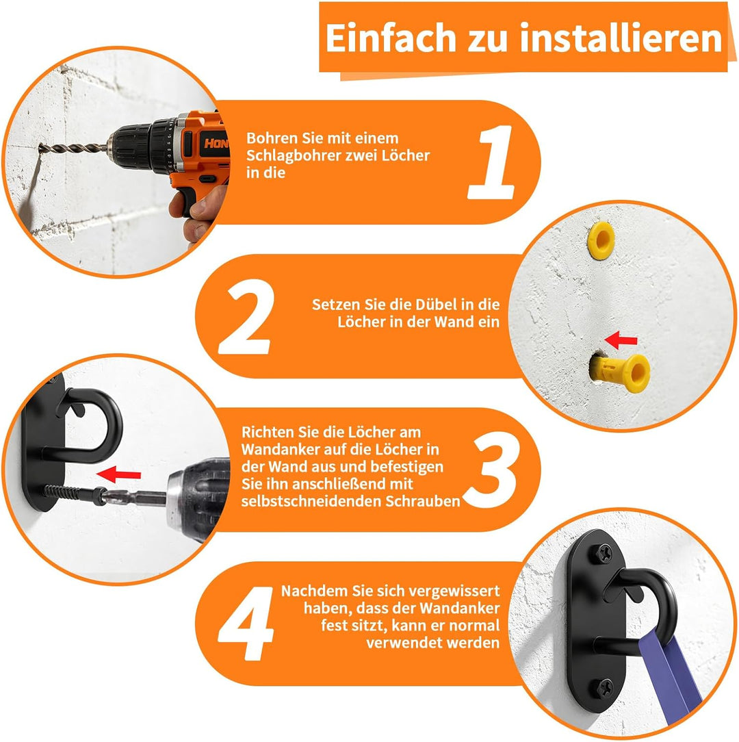 GPANDAG Fitness-Tau-Halterung 3 Stück für Widerstandsbänder Wand &amp; Decken Anker Workout Wandhalterun