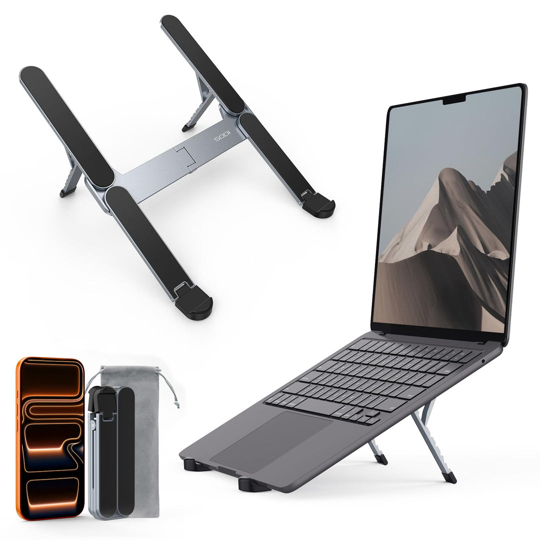 SODI Laptop Ständer, Faltbarer Aluminium Notebook Ständer, Höhenverstellbarer Laptopständer Belüftet