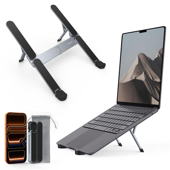 SODI Laptop Ständer, Faltbarer Aluminium Notebook Ständer, Höhenverstellbarer Laptopständer Belüftet