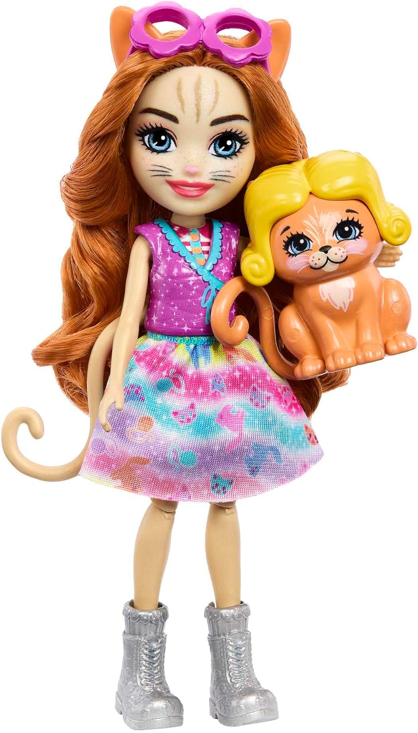 ENCHANTIMALS Glam Party, Puppe und Zubehör, Modewagen-Spielset, Puppe und bester Tierfreund, Wagen,