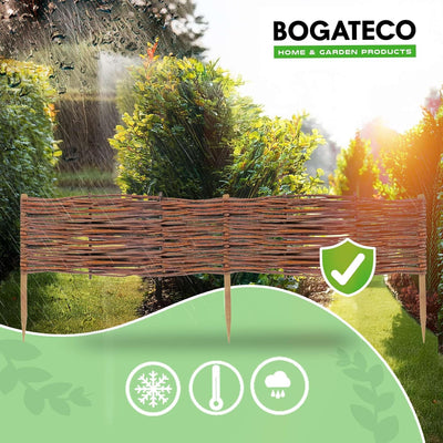 BOGATECO 10 x Beeteinfassung aus Weide | 100 cm Lang & 20 cm Hoch | Holz-Zaun Rasenkante | Weiden-Za