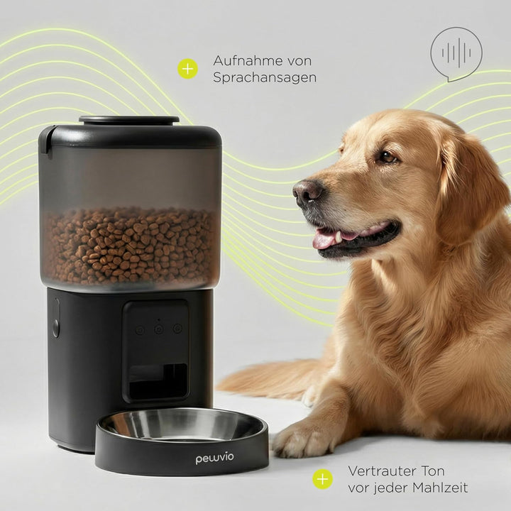 Crispy Wi-Fi Katzenfutterautomat mit App und WLAN, Portionskontrolle und Timer, Edelstahl-Napf, Batt