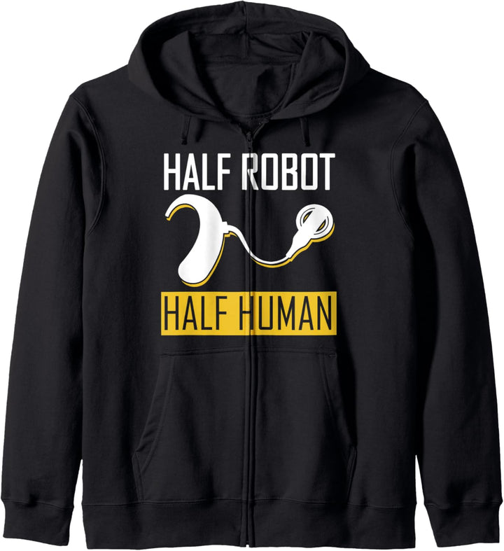 Half Robot Half Human T-Shirt für Cochlear Implant Awareness Kapuzenjacke