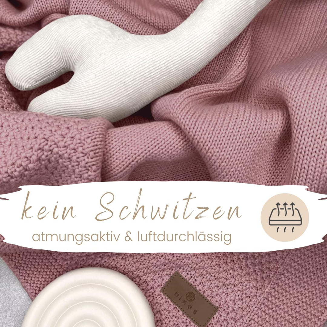 DIKOS® Babydecke GOTS Bio Baumwolle Beere | kuschelweiche Neugeborenen Baby Decke | Strickdecke Schm