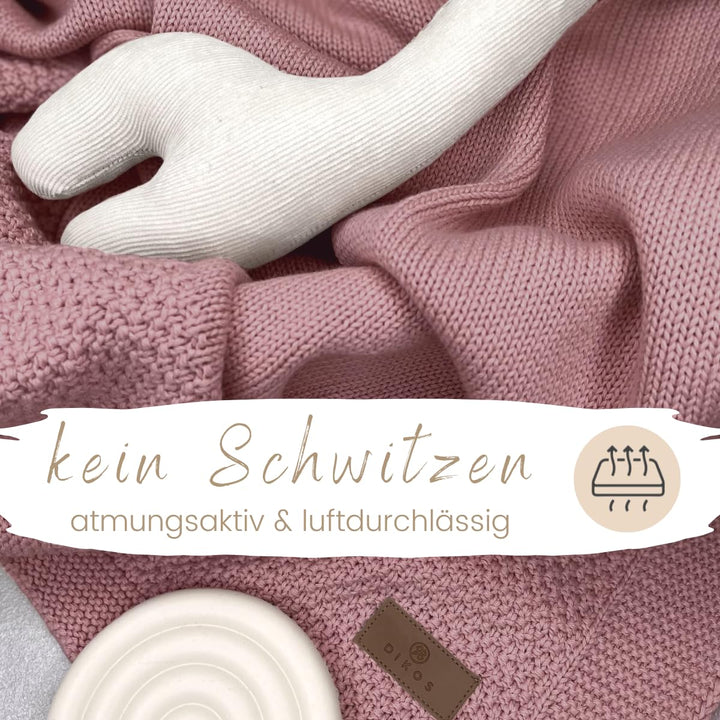 DIKOS® Babydecke GOTS Bio Baumwolle Beere | kuschelweiche Neugeborenen Baby Decke | Strickdecke Schm