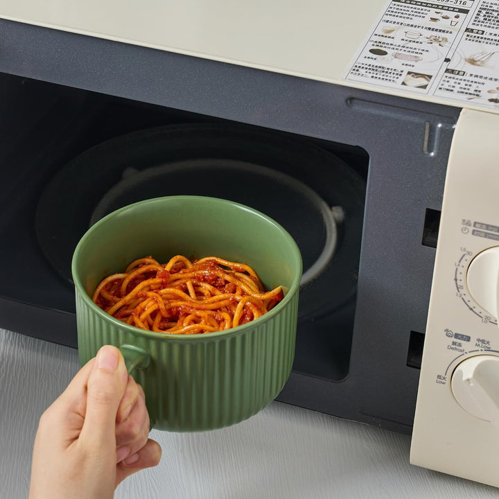 Keramik Suppenschalen mit Griff und Deckel, 750 ml Grosse Suppentasse für Suppe, Instant-Nudel, Müsl