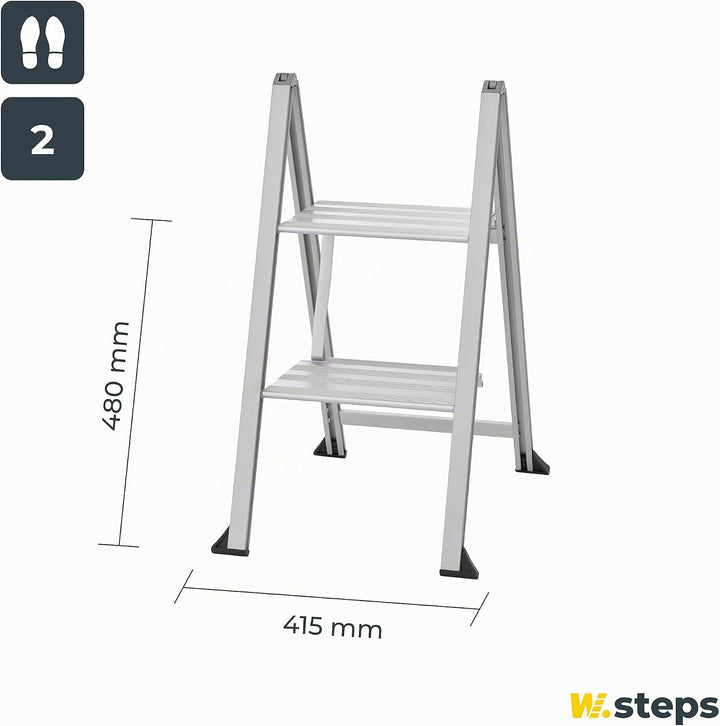 Alu Trittleiter Vikingstep Mini von WIBE LADDERS I 480mm hoch I Belastbar bis 150kg I Kompakte Alumi