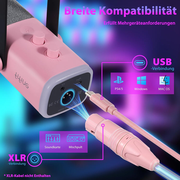 FIFINE XLR Streaming Mikrofon mit Arm für Podcast Studio, USB Dynamisch Microphone Gaming PC mit Stu