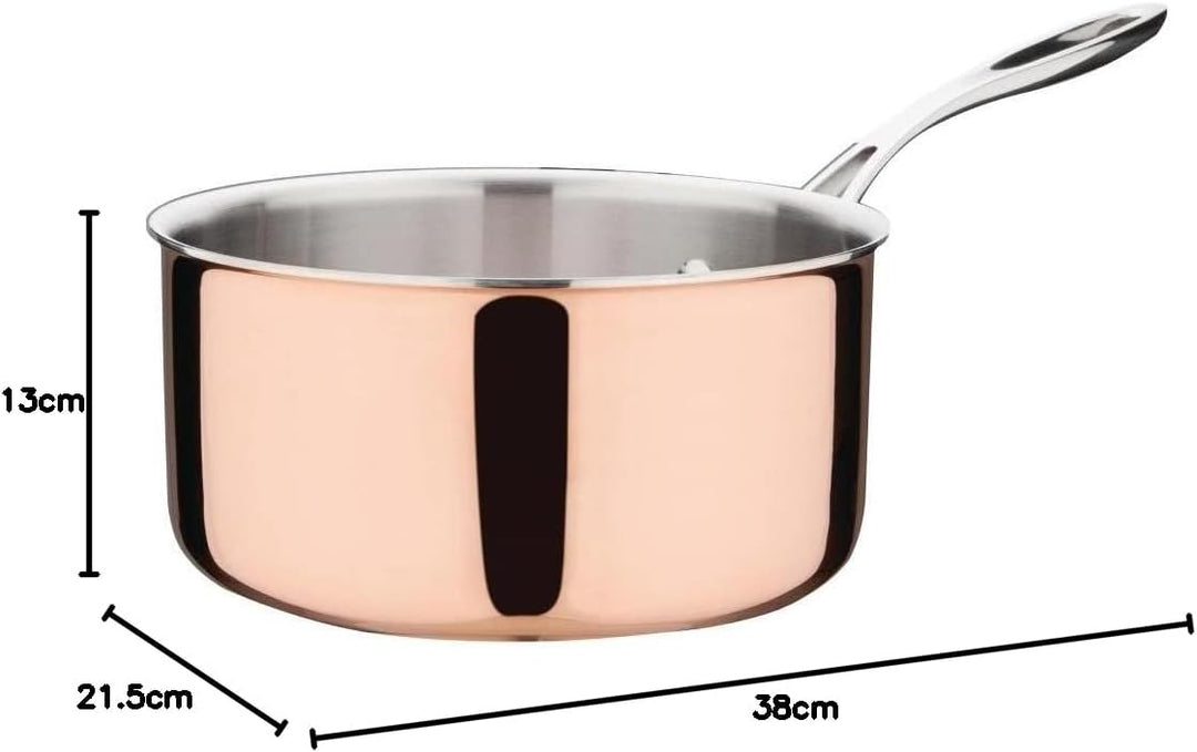 Vogue Induction Tri-Wall Copper Saucepan - 200mm 8"