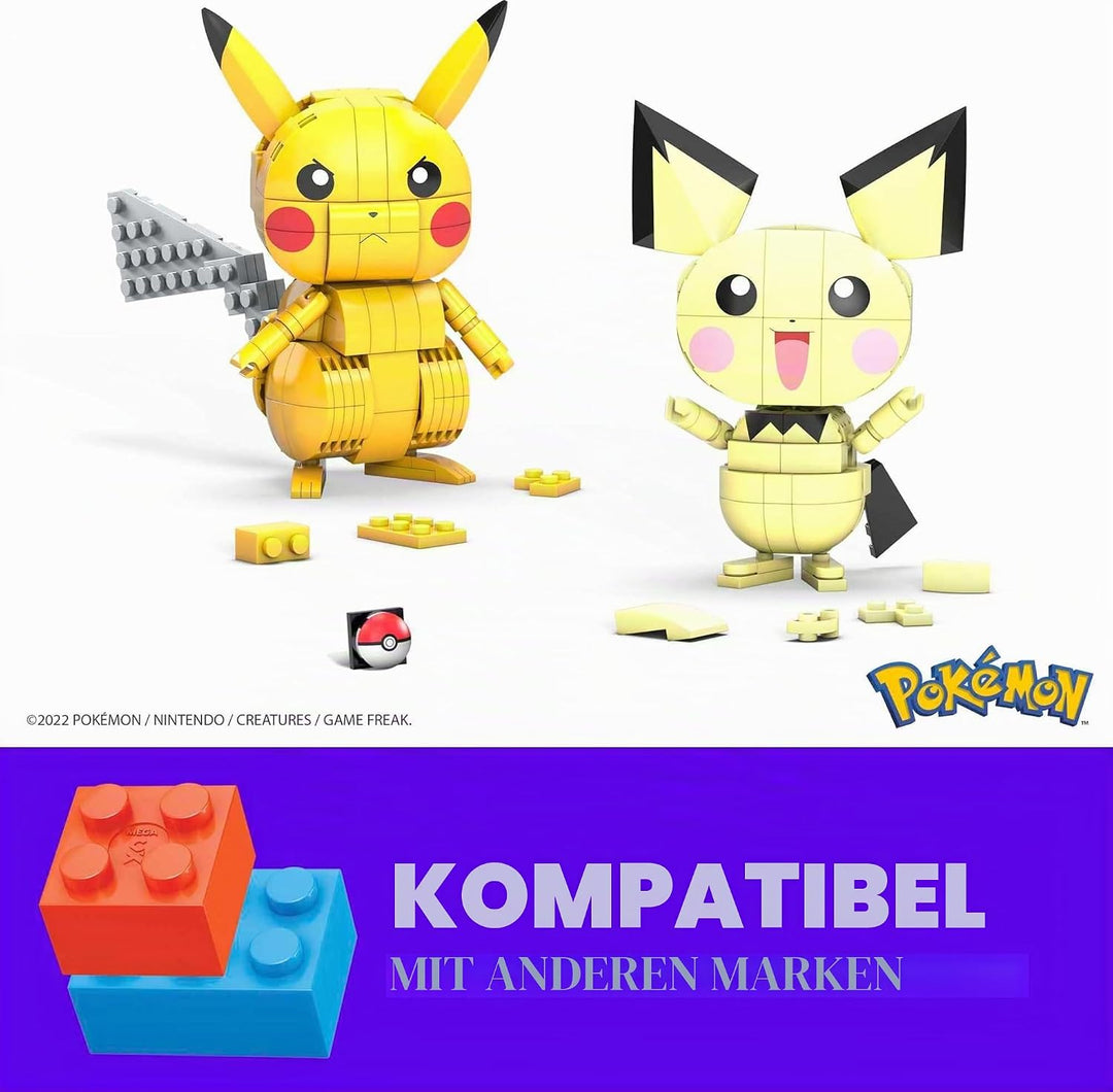MEGA Pokémon Pikachu Evolution Trio - Bauset mit beweglichen Pichu-Entwicklungen, beeindruckende Fäh