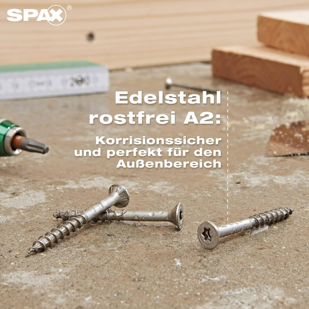 SPAX Universalschraube, 5 x 60 mm, 180 Stück, Teilgewinde, Senkkopf, T-STAR plus T20, 4CUT, Edelstah