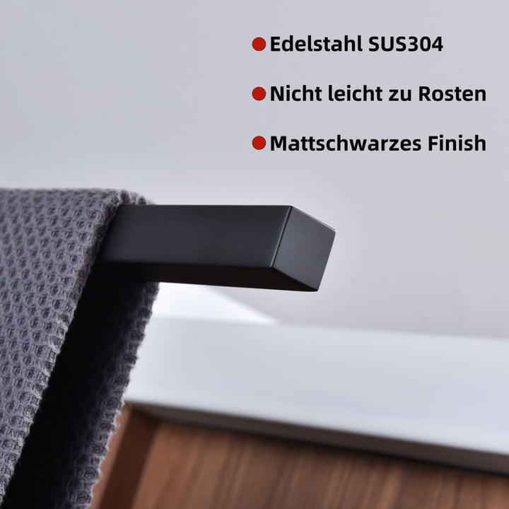 HomeHeng Handtuchhalter Einarmig Bad, Handtuchhalter Mattschwarz 40cm, Handtuchstange Eckig Rostfrei