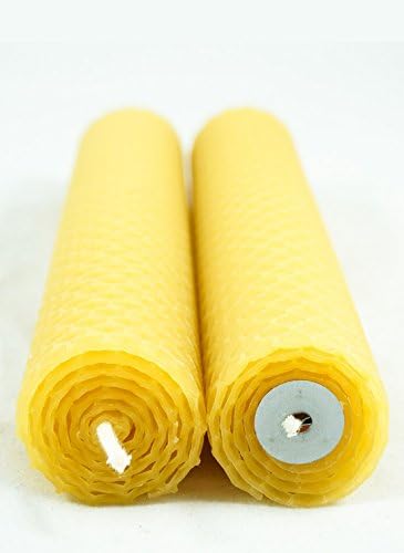 Naturra 20 100% Bienenwachs Stabkerzen handgerollt mit Wabenmuster Set - ca. 12 Stunden Brenndauer p