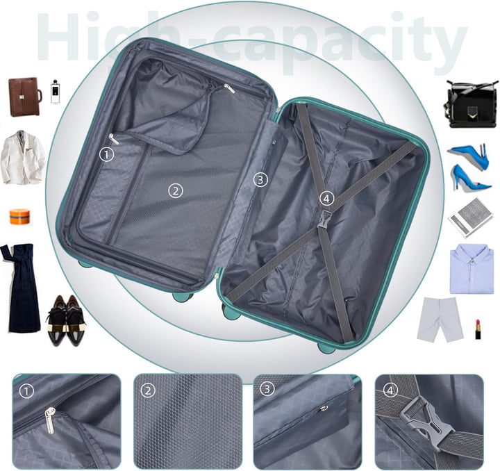 LARVENDER Kofferset 6 Teilig Hartschale Leicht ABS Erweiterbar Reisekoffer Haltbar Handgepäck Sets 4