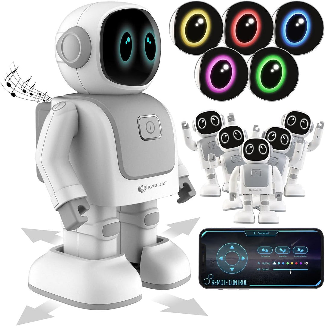 Playtastic Mini Roboter: App-programmierbarer Roboter, 130 Bewegungen, Bluetooth, Lautsprecher (Tanz