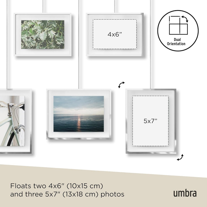 Umbra Exhibit Foto Collage Bilderrahmen – Flexibles Bilderrahmen-Set zur Horizontalen und Diagonalen