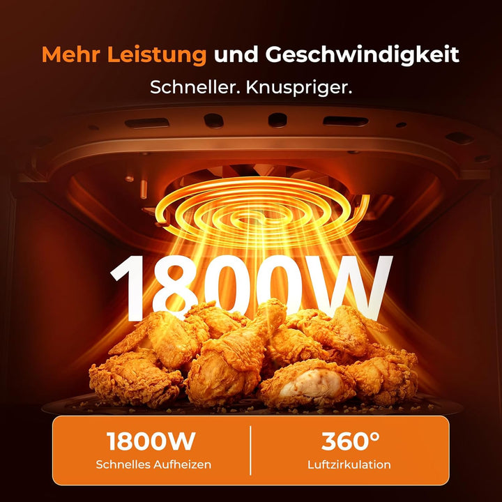 VIOMI VORTEX Max Heissluftfritteuse 8L Air Fryer, mit automatischer Erkennungstechnologie,12 Smartpr
