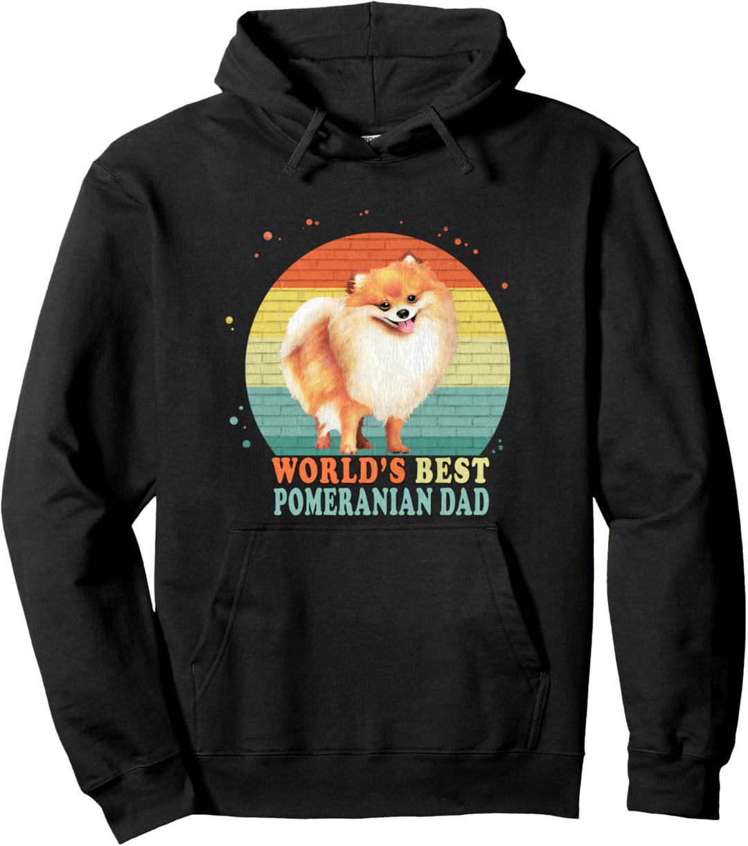 World's Best Pomeranian Dog Dad Retro Father's Day Pom Dad Pullover Hoodie