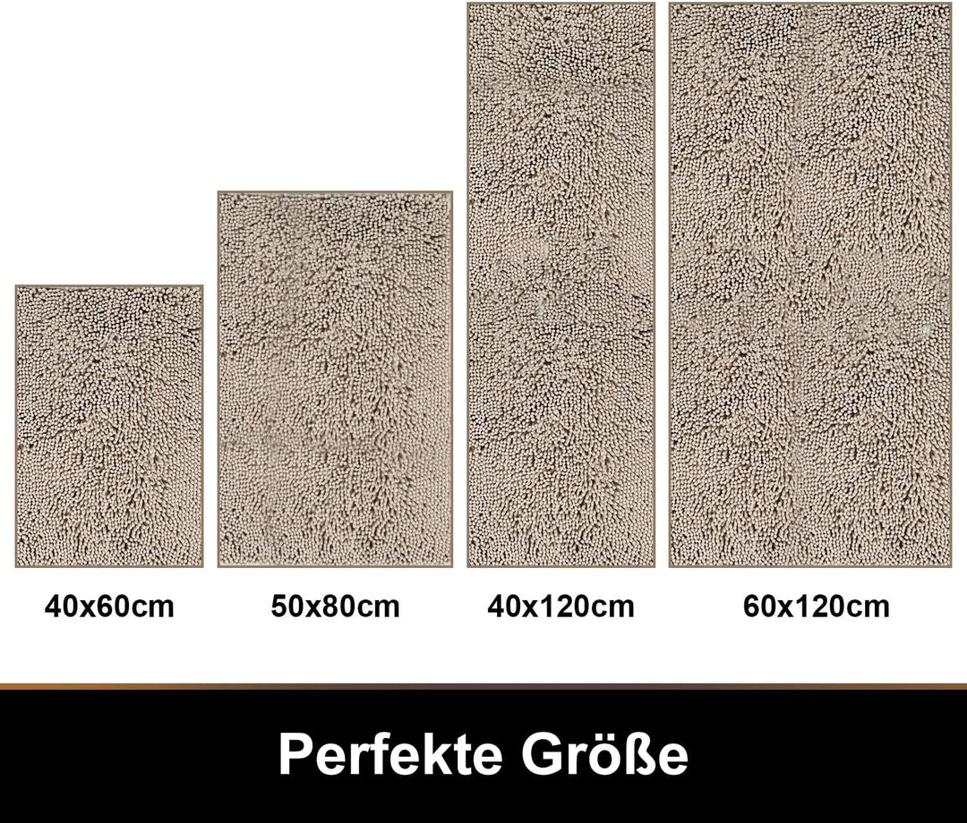 Homaxy rutschfeste Badematte Chenille Badezimmerteppich Mikrofaser Badteppich Saugfähige Hochflor Ba