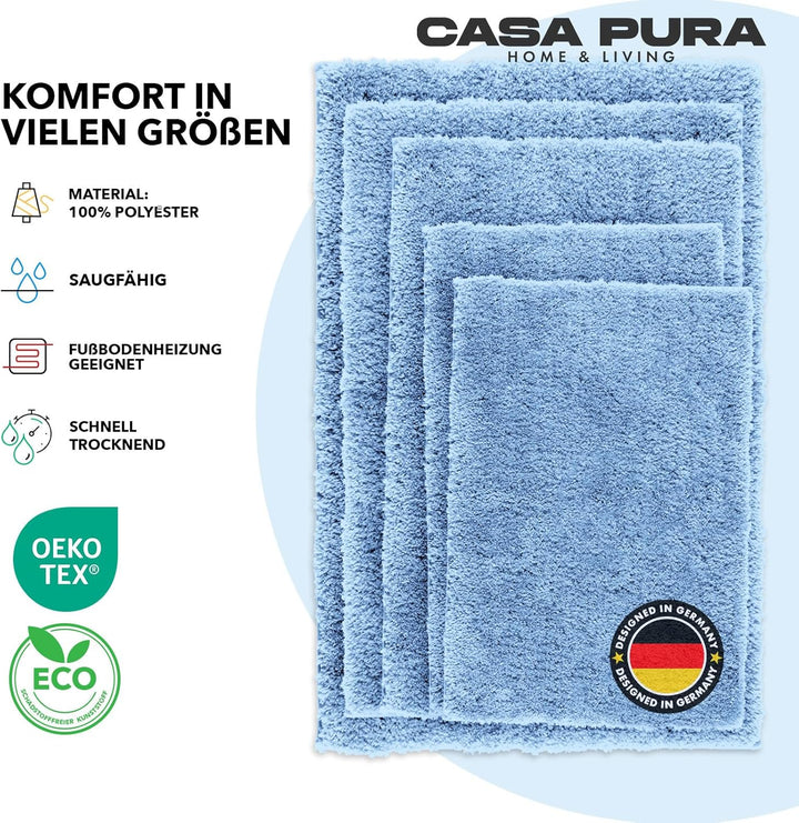 casa pura Badematte Hochflor Sky Soft - Weicher, Flauschiger Badezimmerteppich in Shaggy-Optik - Bad