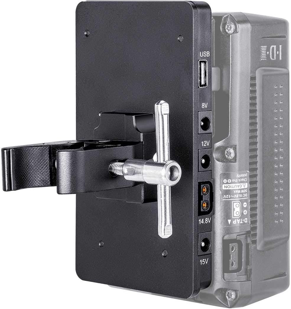 Fomito V-Lock V-Mount Batterieadapterplatte mit Superklemme für Beleuchtungsständer, Stativ, Stützst