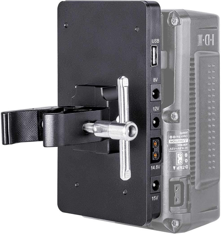 Fomito V-Lock V-Mount Batterieadapterplatte mit Superklemme für Beleuchtungsständer, Stativ, Stützst