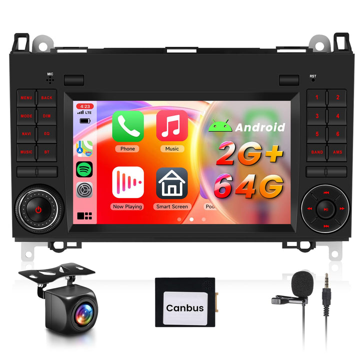 【2+64G】 Hodozzy Carplay Autoradio für Mercedes Benz B200 W169 W245 Viano,7 Zoll Touchscreen mit Andr