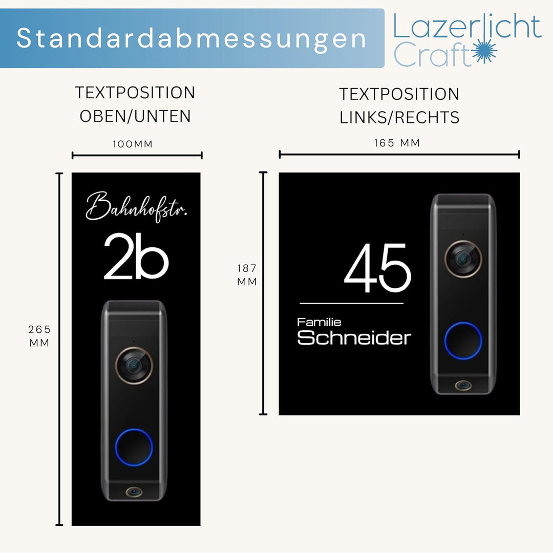 Klingelschild für Eufy Video Doorbell S330 Dual personalisiert – Acrylglas Blende mit Wunschgravur –