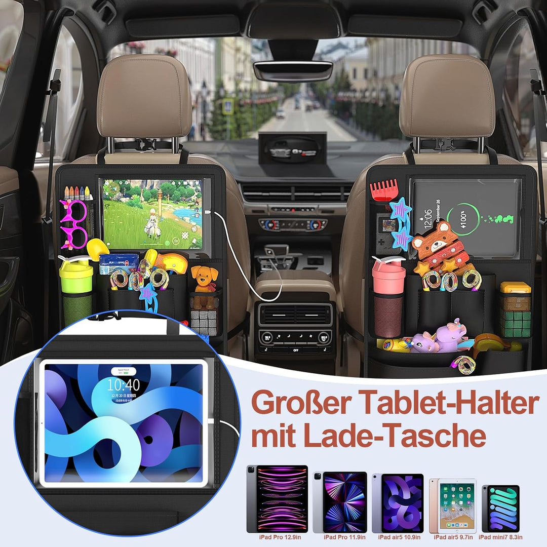 Autositz Organizer, PREMIUM Rückenlehnenschutz Auto Kinder Multifunktional Wasserdicht 600D Oxford R